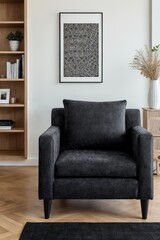 Fototapeta premium Interior design mockup with picture frame on a Wall. Living room in colors with sofa and painting.