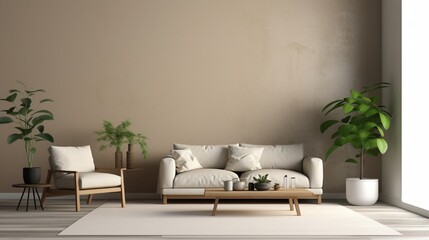 Obraz na płótnie Canvas home interior with wall mockup generated by AI tool