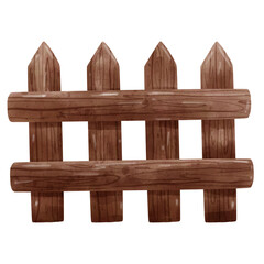 Wooden Fence Watercolor Illustration Clipart