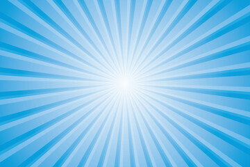 Sunburst vector illustration with a radiant blue background, conveying a retro and vintage