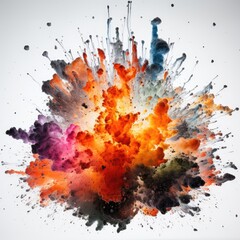 Colorful explosions on white background.