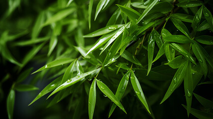 World Environment Day. bamboo leaf background, bamboo leaves background, nature green color of freshness wallpaper. The green bamboo leaves have space for text or backgrounds., Bright green grass in

