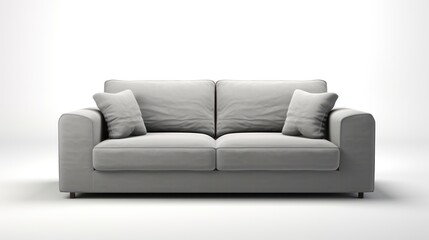 gray sofa with shadow isolated on white background.