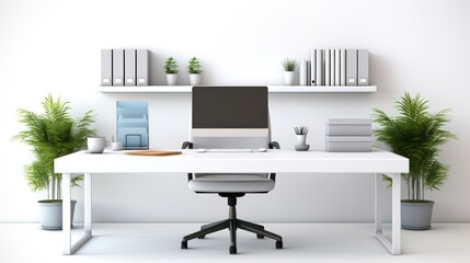 office desk on isolated white background