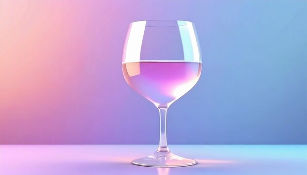 オーロラ色に輝くワイングラス