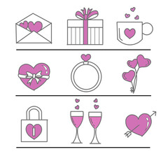 Group icon for valentines day. Valentines day icon with line art style