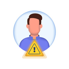 User exclamation risk mark. Vector illustration.