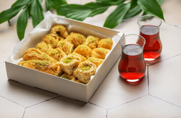 Assortment of Turkish baklava dessert