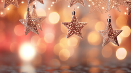 golden christmas decorations star lights background