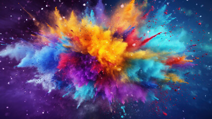 Colorful cloud of ink in water on gradient purple and blue background. Abstract background - obrazy, fototapety, plakaty