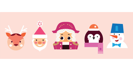 Christmas set characters Vector clip art illustration