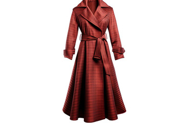 Luxury Womens Long Coat With Box Pattern On Transparent Background