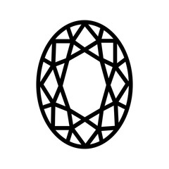 Black line icon for Oval diamond