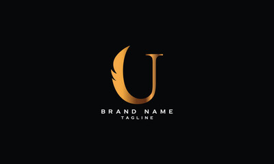 UJ, JU, Abstract initial monogram letter alphabet logo design