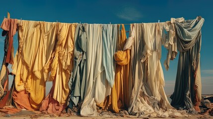  old curtains thrown into landfill illustrating change in motivation to throw out textile goods
