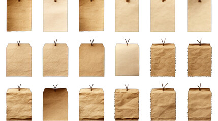 Set of Craft Papers Isolated on Transparent or White Background, PNG