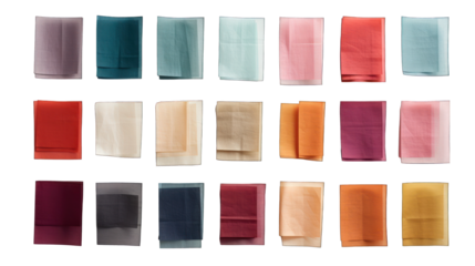 Fabric Swatches Set Isolated on Transparent or White Background, PNG
