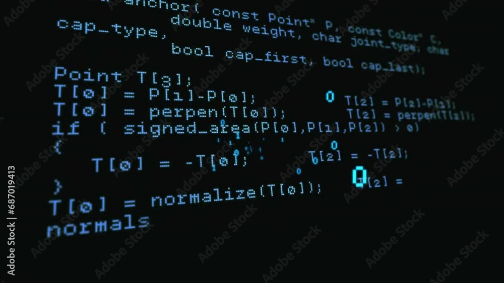 Poster animation of binary coding over data processing