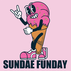 ce Cream Character Design With Slogan Sundae Fundae