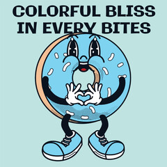 Donuts Character Design With Slogan Colorful Bliss in Every Bite