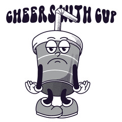 Cup Character Design With Slogan Cheers with Cup