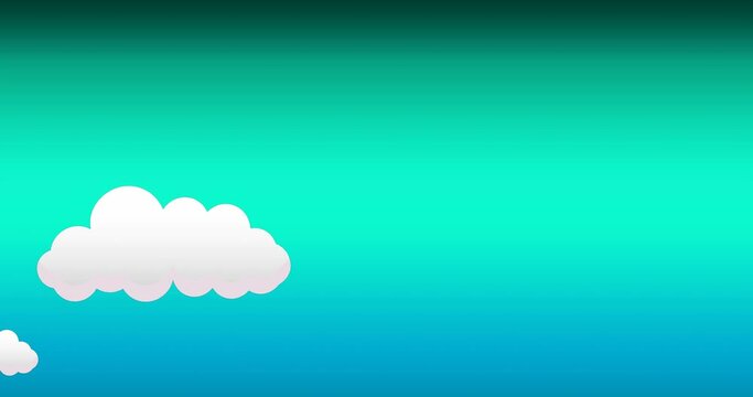 Animation of cloud icons moving against blue gradient background with copy space