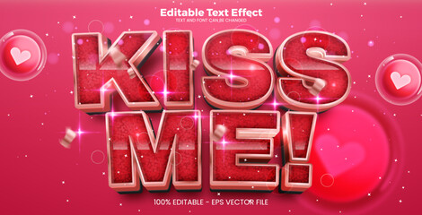 Kiss me editable text effect in modern trend style