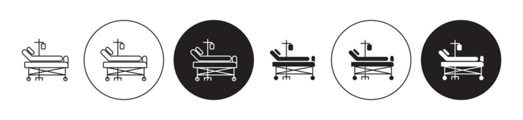 Hospital bed vector illustration set. ICU room treatment bed icon suitable for apps and websites UI designs. - obrazy, fototapety, plakaty