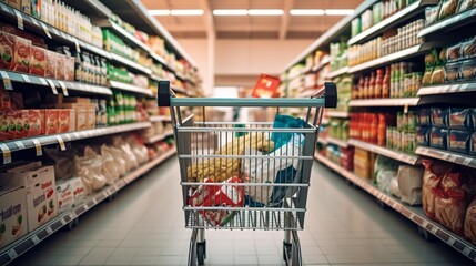 shopping cart full of vegetables and fruit generated by AI tool