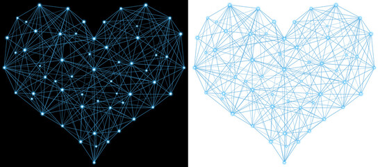 love blue line network with light dot futuristic technology concept transparent background - obrazy, fototapety, plakaty
