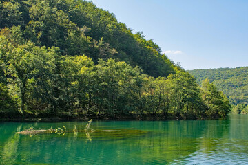 The River Una near Lohovo, Bihac, in the Una National Park. Una-Sana Canton, Federation of Bosnia...