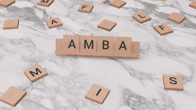 Amba word written on scrabble