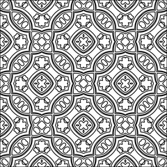 
 Figures from lines.Abstract background. Black  pattern for web page, textures, card, poster, fabric, textile. Repeat pattern. 