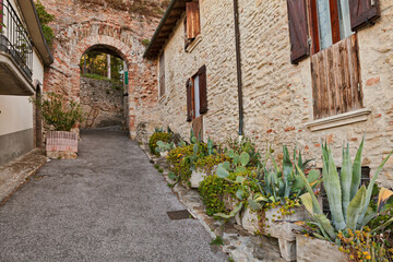 Castrocaro Terme e Terra del Sole, Forli Cesena, Emilia Romagna, Italy: old alley in the historic center of the ancient spa town - 687023044