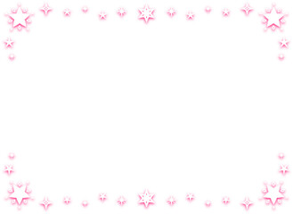 白とピンクのシンプルで可愛い星のキラキラフレーム