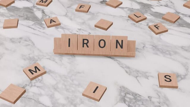 Iron word written on scrabble