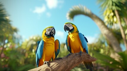 Yellow and Blue Macaws in the Wild