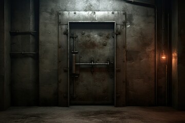 Fototapeta na wymiar Iron door to the pantry, bomb shelter or stored,