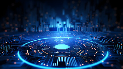 3d design paper with line circle with circuit board. Illustration Abstract modern futuristic, engineering, science, technology background. Hi tech digital connection, communication,Mod. Generative Ai.