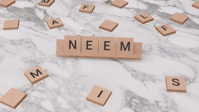 Neem word written on scrabble