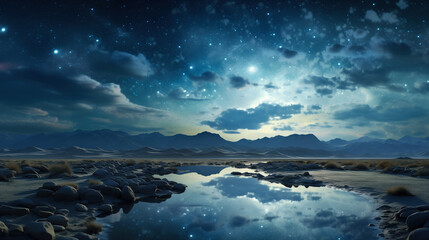 Beautiful space landscape.Other planets, milky way.