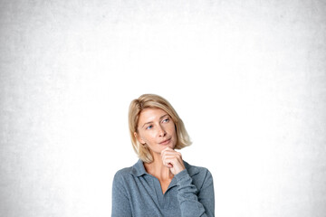 Pensive young European woman portrait