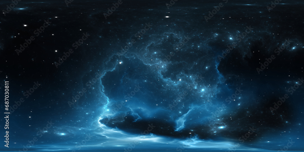 Poster 360 degree stellar system and nebula. panorama, environment 360 hdri map. equirectangular projection
