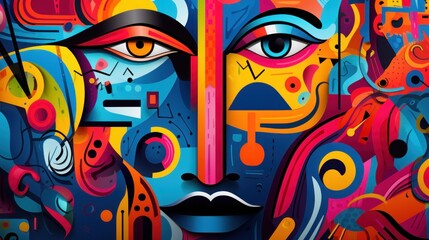 Street art festival. Geometric poster. Colorful abstract shapes