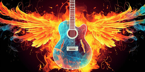 Angelic Flames Acoustic Guitar