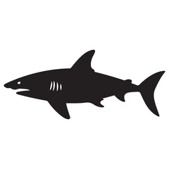 A black Silhouette shark animal
