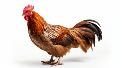 Fototapeta premium A lone brown chicken captured in a studio isolated