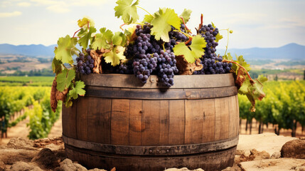 Wine Barrel Industry. Exploring Vintage Vineyards and Grape Fields Outdoors