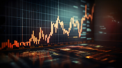 Financial technology concept. Stock chart. Investment. Fintech. Generative Ai.