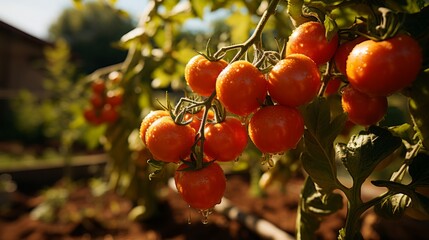 A close-up of a garden teeming with tomato plants